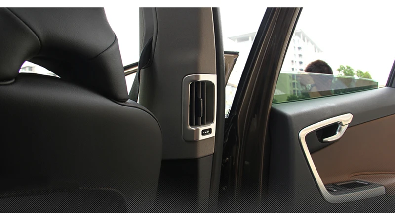 For volvo xc60 s60 Accessories Stainless Steel Air Conditioning Vent Cover Interior Bashboard Outlet Frame Decoration 3D Sticker (14)