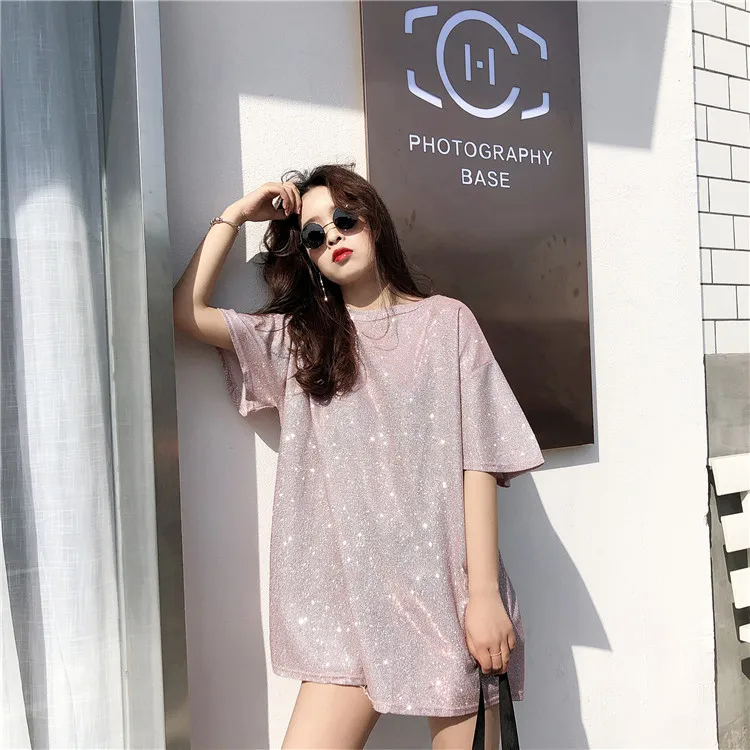 JUJULAND 2019Summer Shiny Lurex Tops Women Basic T-Shirt Casual O-Neck Tee Shirt Woman Solid Cotton T Shirt Short Sleeve Elastic
JUJULAND 2019Summer Shiny Lurex Tops Women Basic T-Shirt Casual O-Neck Tee Shirt Woman Solid Cotton T Shirt Short Sleeve Elastic