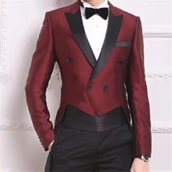 Wine Red Swallow Tailed Coat Men Suits For Wedding 2Pieces(Jacket+Pants+Tie) Fashion Custom Homme Terno Slim Fit Blazer 444
Wine Red Swallow Tailed Coat Men Suits For Wedding 2Pieces(Jacket+Pants+Tie) Fashion Custom Homme Terno Slim Fit Blazer 444