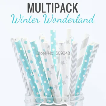 125pcs Mixed Colors WINTER WONDERLAND Themed Paper Straws Bulk, Light Blue Swiss Dot, Silver Striped, Chevron and Star
125pcs Mixed Colors WINTER WONDERLAND Themed Paper Straws Bulk, Light Blue Swiss Dot, Silver Striped, Chevron and Star