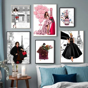 Fashion Girl Bag Balloon Champagne Salon Wall Art Print Canvas Painting Nordic Posters And Prints Wall Pictures For Living Room 
Fashion Girl Bag Balloon Champagne Salon Wall Art Print Canvas Painting Nordic Posters And Prints Wall Pictures For Living Room