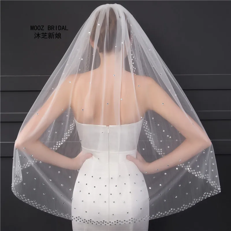 Luxury Soft Tulle Wedding Veils With Crystals Beaded Ivory/White Wedding Accessories Real Pictures Short Bridal Veil 2018
Luxury Soft Tulle Wedding Veils With Crystals Beaded Ivory/White Wedding Accessories Real Pictures Short Bridal Veil 2018