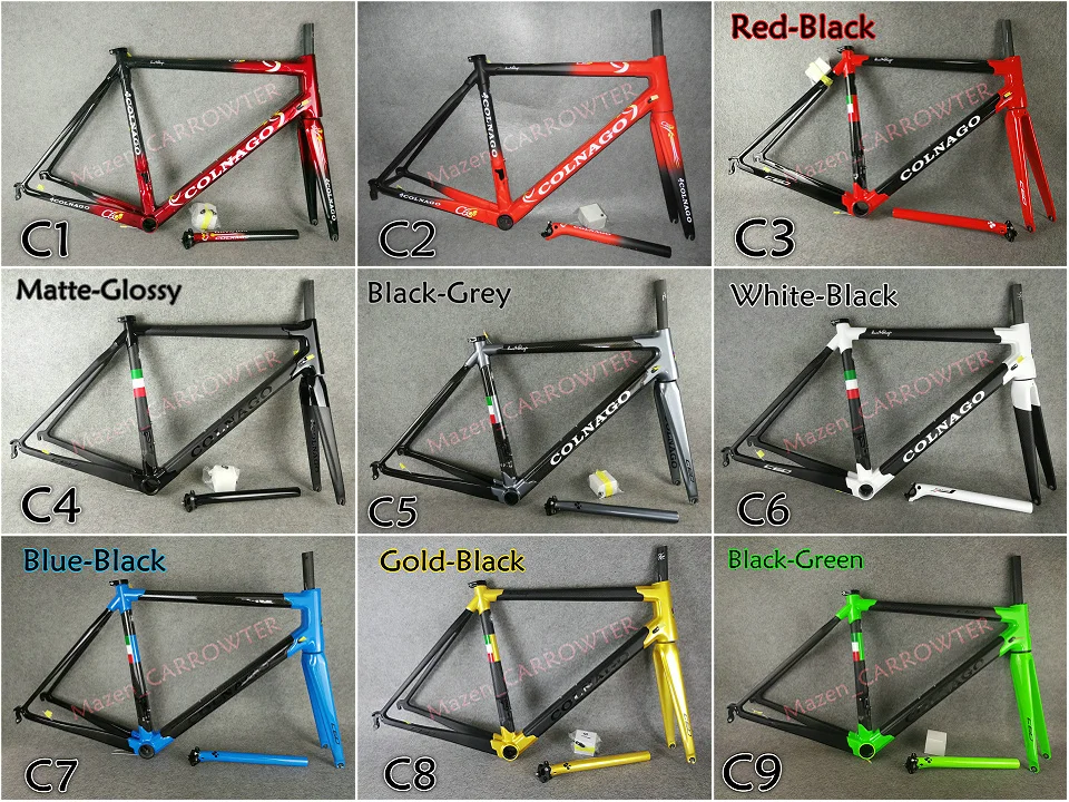 Sale Black-Grey painted CARROWTER T1000 3K Glossy/Matte Colnago C60 carbon road frame bicycle Frameset With BB386 XS/S/M/L/XL 18