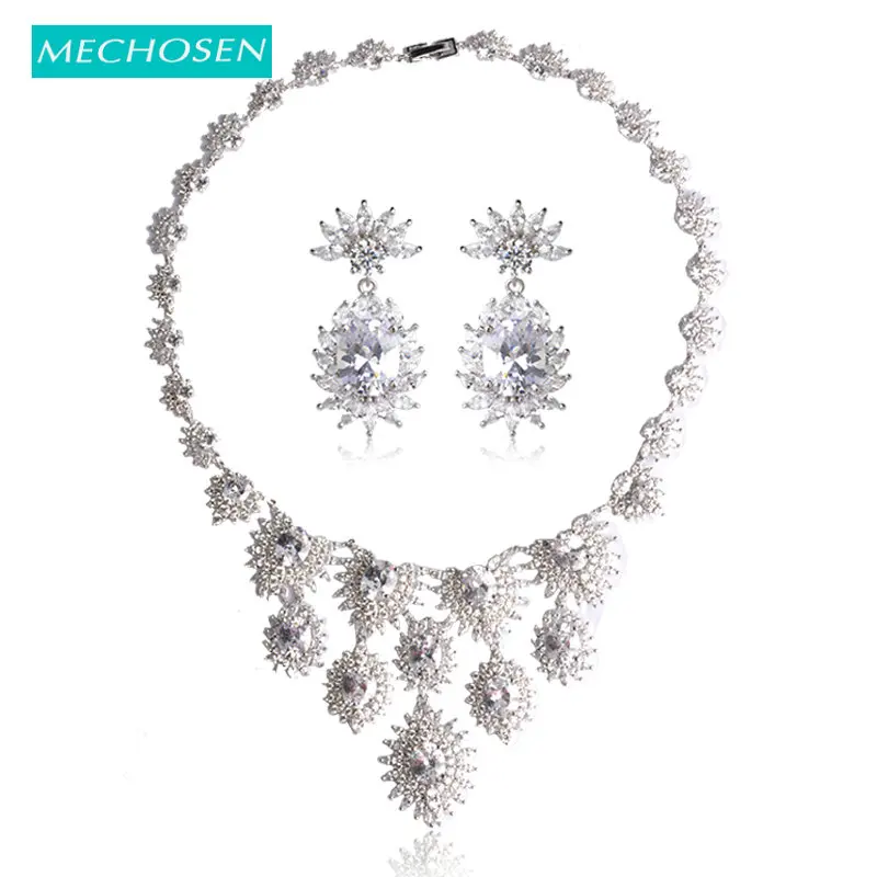 MECHOSEN Shinning Zirconia Bridal Jewelry Set SIlver Color Full Crystal Necklace Drop Earrings Set Chokers Max Brincos Schmuck
MECHOSEN Shinning Zirconia Bridal Jewelry Set SIlver Color Full Crystal Necklace Drop Earrings Set Chokers Max Brincos Schmuck