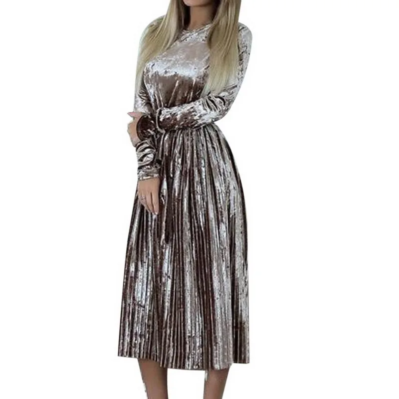 Free Shipping O-Neck Long Sleeve Women Fashion Dress Solid Color Velvet Mid Dress Ladies Autumn Winter Velour Dress High Quality
Free Shipping O-Neck Long Sleeve Women Fashion Dress Solid Color Velvet Mid Dress Ladies Autumn Winter Velour Dress High Quality