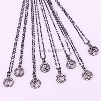 Unisex 10Pcs Gun Black Copper Micro Pave White Cubic Zirconia Letter Pendant Necklaces Fashion Jewelry
Unisex 10Pcs Gun Black Copper Micro Pave White Cubic Zirconia Letter Pendant Necklaces Fashion Jewelry