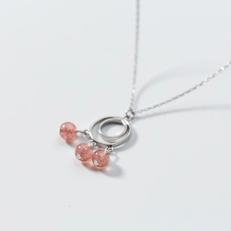 925 Sterling Silver Jewelry Double Round Pendant Chokers Necklaces Cute Strawberry Quartz Bead For Women Fine Jewelry damao10
925 Sterling Silver Jewelry Double Round Pendant Chokers Necklaces Cute Strawberry Quartz Bead For Women Fine Jewelry damao10