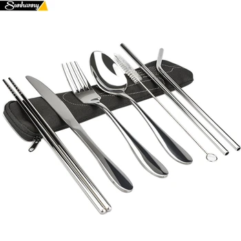 Dinnerware Set Travel Camping Cutlery Set Reusable Silverware Utensils with Spoon Fork Chopsticks Straw and Portable Case
Dinnerware Set Travel Camping Cutlery Set Reusable Silverware Utensils with Spoon Fork Chopsticks Straw and Portable Case