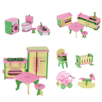 4 Sets Wooden Doll House Miniature Kitchen Bathroom Baby Room Furniture Toys Includes refrigerator, round stool and square table
4 Sets Wooden Doll House Miniature Kitchen Bathroom Baby Room Furniture Toys Includes refrigerator, round stool and square table