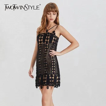 TWOTWINSTYLE Summer Hollow Out Black Women Dress Sleeveless Off Shoulder High Waist Mini Dresses Female Fashion 2020 New
TWOTWINSTYLE Summer Hollow Out Black Women Dress Sleeveless Off Shoulder High Waist Mini Dresses Female Fashion 2020 New