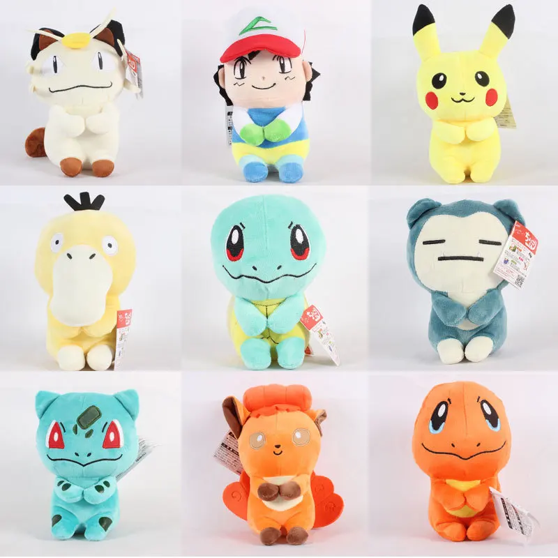 22cm Pocket Animals Bulbasaur Pikachu Snorlax Vulpix Charmander Squirtle Ash Ketchum Psyduck Plush Stuffed Dolls Toy Gift SA1877
22cm Pocket Animals Bulbasaur Pikachu Snorlax Vulpix Charmander Squirtle Ash Ketchum Psyduck Plush Stuffed Dolls Toy Gift SA1877