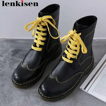 Lenkisen new arrival British sxhool genuine leather lace up classic gladiator boots low heels round toe autumn ankle boots L95
Lenkisen new arrival British sxhool genuine leather lace up classic gladiator boots low heels round toe autumn ankle boots L95