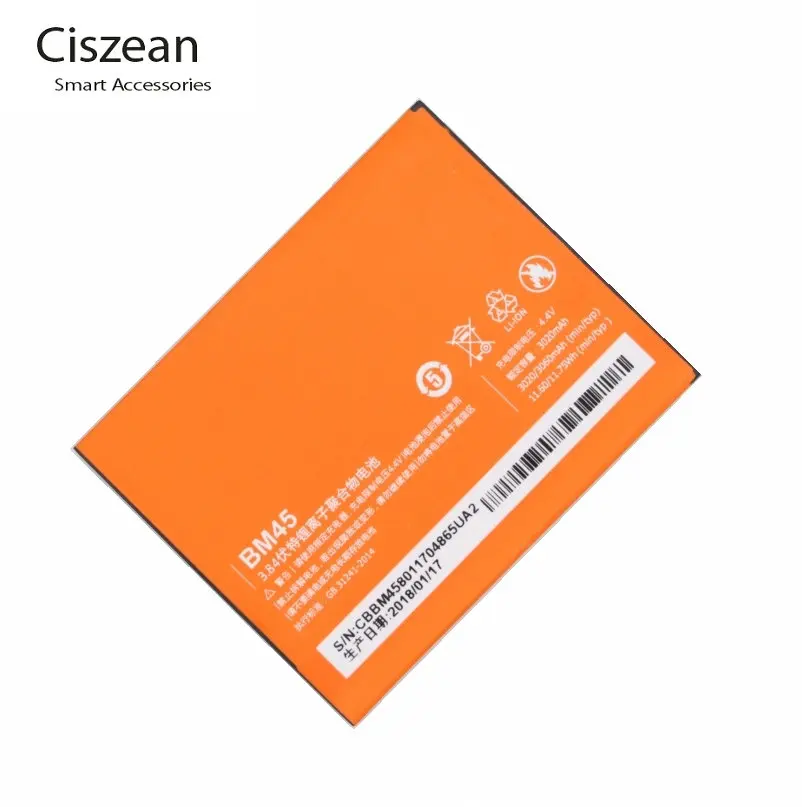 Ciszean hight Capacity BM45 BM 45 3020mAH Phone Replacement Battery For Xiaomi Redmi Note 2 Hongmi Redrice Note2 Smartphone
Ciszean hight Capacity BM45 BM 45 3020mAH Phone Replacement Battery For Xiaomi Redmi Note 2 Hongmi Redrice Note2 Smartphone
