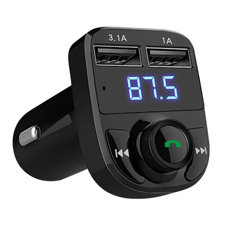 JaJaBor Bluetooth Car Kit FM Transmitter Handfree Car MP3 Audio Player Voltage Detection Noise Cancellation Dual USB Car Charger