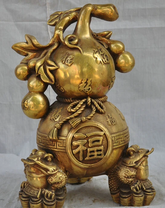 Collectible bronze S1401 12" Folk Chinese Brass FengShui 3 Jump Hoptoad Toad Statue Buddhist Fu Gourd B0403
Collectible bronze S1401 12" Folk Chinese Brass FengShui 3 Jump Hoptoad Toad Statue Buddhist Fu Gourd B0403
