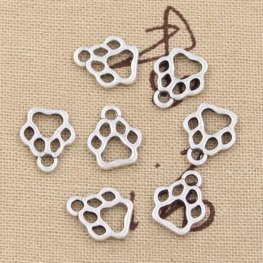 

50pcs Charms Dog Paw 13x11mm Antique Bronze Silver Color Plated Pendants Making DIY Handmade Tibetan Bronze Silver Color Jewelry