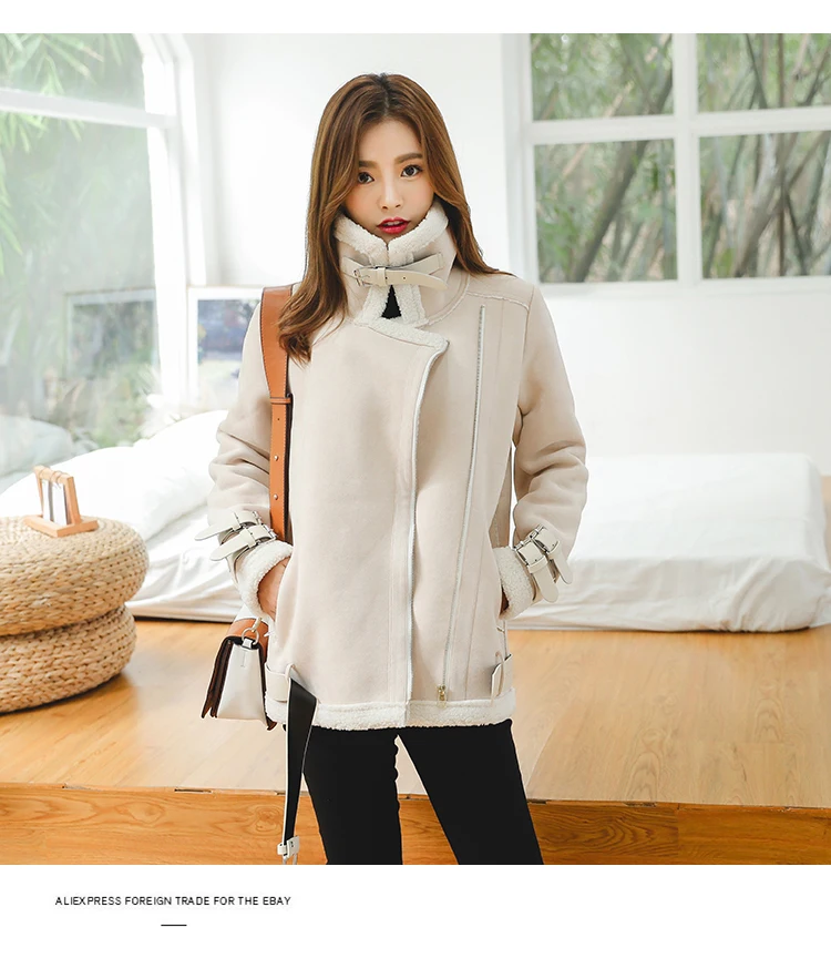 2018 зимняя женская куртка из искусственной овчины и замши короткая байкерская