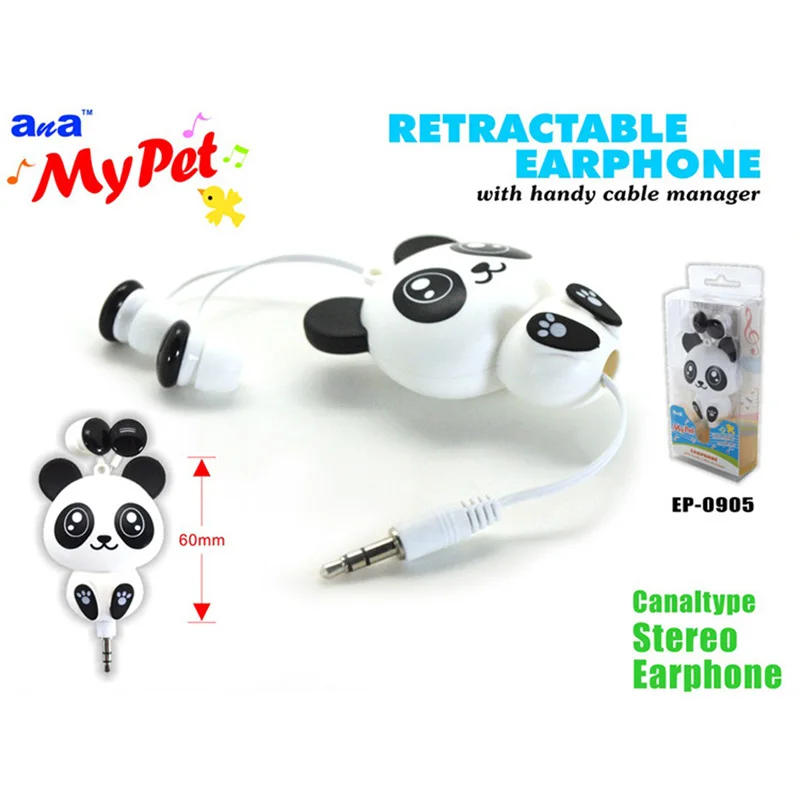 LIMSON 1.2M 3.5 Plug Stereo Cute Animal Panda Portable Retractable Earphone with Handy Cable Manager
LIMSON 1.2M 3.5 Plug Stereo Cute Animal Panda Portable Retractable Earphone with Handy Cable Manager