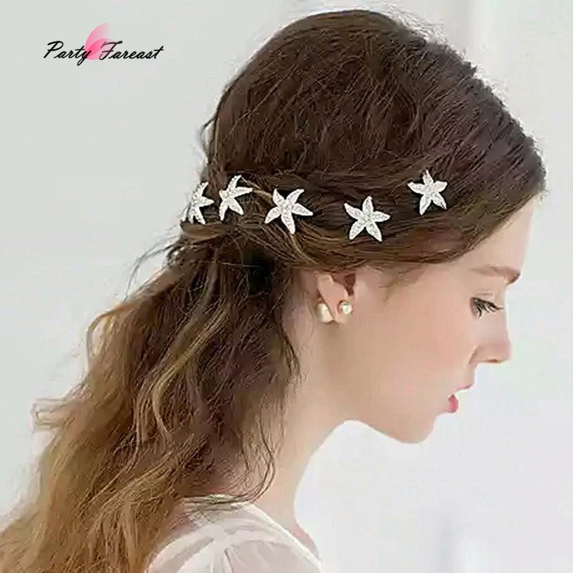 PF 5pcs Bride Headdress Headwear Rhinestone Starfish Hairpins Hair Clips for Women Girls Cute Hairpin Hair Accessories TS0872
PF 5pcs Bride Headdress Headwear Rhinestone Starfish Hairpins Hair Clips for Women Girls Cute Hairpin Hair Accessories TS0872
