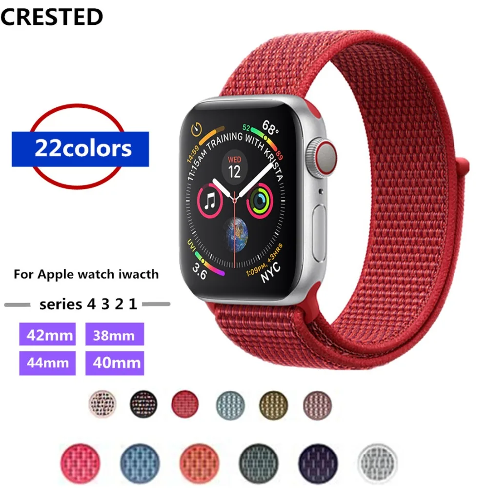 CRESTED Sport Loop strap For Apple Watch band 42mm 44mm apple watch 4 iwatch series 4/3/2/1 38mm 40mm Nylon wrist bracelet belt
CRESTED Sport Loop strap For Apple Watch band 42mm 44mm apple watch 4 iwatch series 4/3/2/1 38mm 40mm Nylon wrist bracelet belt