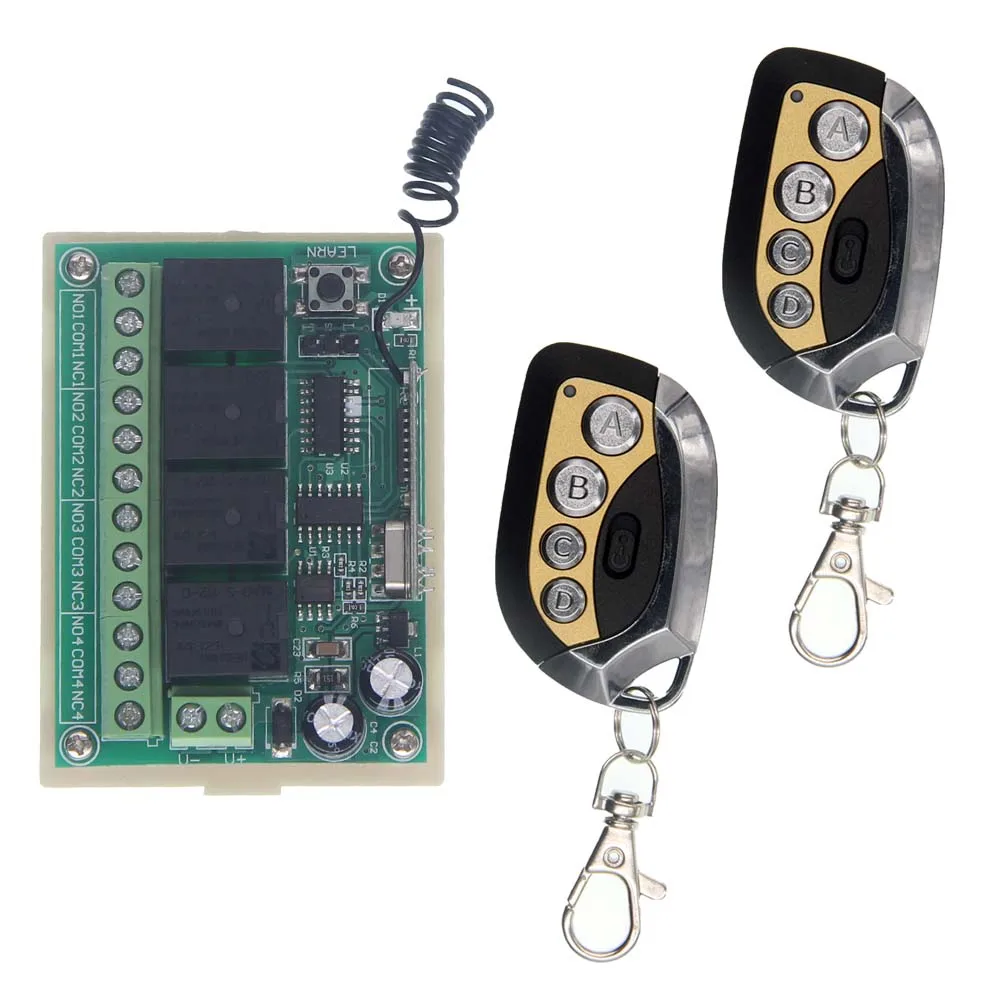 DC 12V 4CH 4 CH Relay Module 315 433 MHz Receiver Wireless Remote Control Switch Motor Receiver Transmitter Controller
DC 12V 4CH 4 CH Relay Module 315 433 MHz Receiver Wireless Remote Control Switch Motor Receiver Transmitter Controller