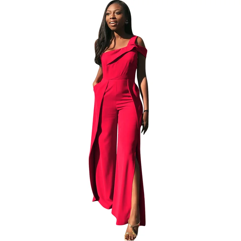 Red Loose One Shoulder Ruffle Jumpsuit Embellished Sleeveless Workwear Rompers Overalls Women Summer Elegant Side Split Jumpsuit
Red Loose One Shoulder Ruffle Jumpsuit Embellished Sleeveless Workwear Rompers Overalls Women Summer Elegant Side Split Jumpsuit