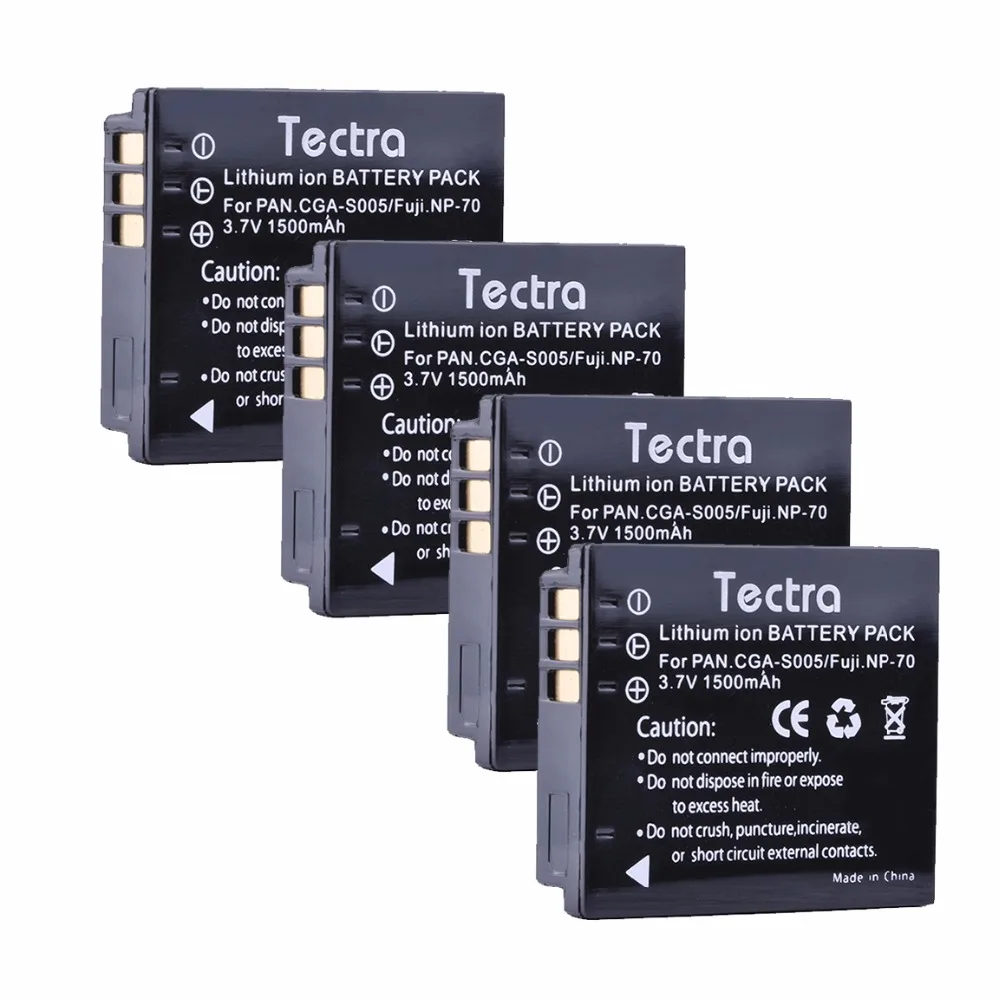 

Tectra 4pcs/pack CGA-S005 3.7V/1500mAh Li-ion Camera Battery for PANASONIC DMW-BCC12 DMC-FX8 FX9 FX10 FX12 FX50 FX150 LX1 LX2