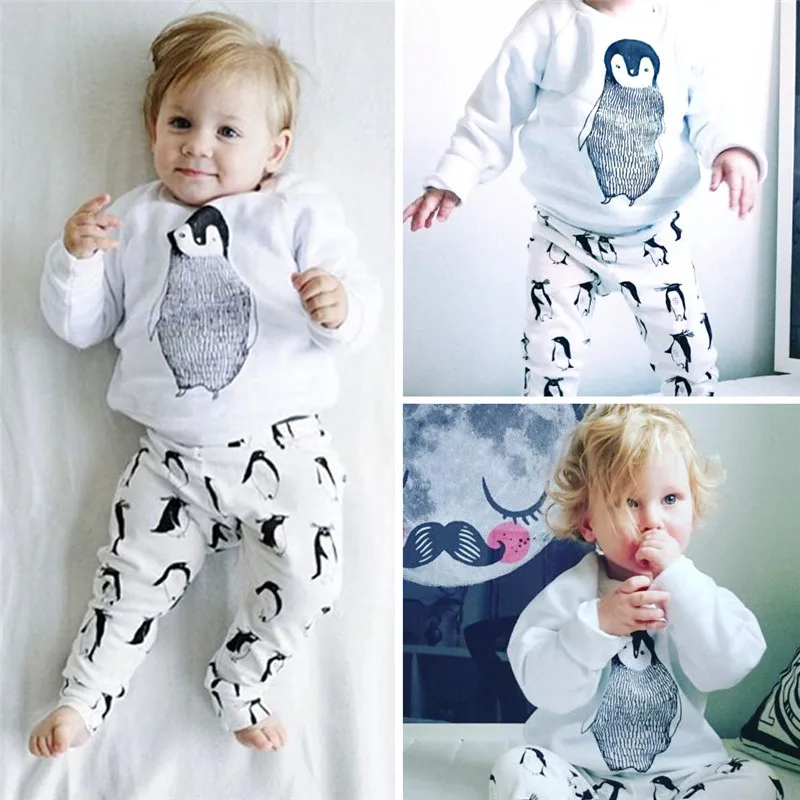 Newborn Cotton Cute Cartoon Boy Girl Baby Clothes Set penguin Printed T-Shirts Tops + Pants Children Clothing long Sleeve JY-213
Newborn Cotton Cute Cartoon Boy Girl Baby Clothes Set penguin Printed T-Shirts Tops + Pants Children Clothing long Sleeve JY-213