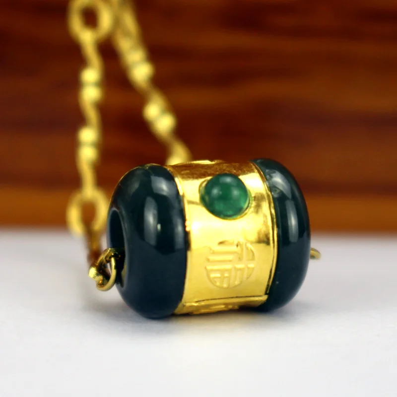 Vogue Design Hetian Jade Men Women Necklace Pendant 24k Gold Lucky Tube Cylinder Black Green Pendants Fine Jewelry Free Shipping
Vogue Design Hetian Jade Men Women Necklace Pendant 24k Gold Lucky Tube Cylinder Black Green Pendants Fine Jewelry Free Shipping