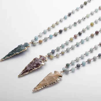 MOODPC Fashion Amazonite Stones Rosary Chain Arrowhead Pendant Mala Necklace Handmade Women Natural Stone Bead Necklace
MOODPC Fashion Amazonite Stones Rosary Chain Arrowhead Pendant Mala Necklace Handmade Women Natural Stone Bead Necklace