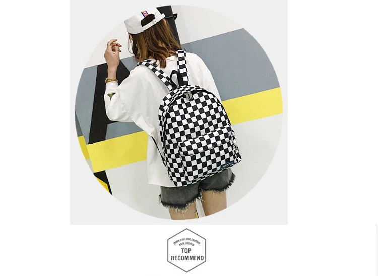 2019 Unisex Plaid Nylon Female Travel Daypack Laptop Backpack Book Schoolbags Feminina School Casual Rucksack Women Bag Rugzak 13