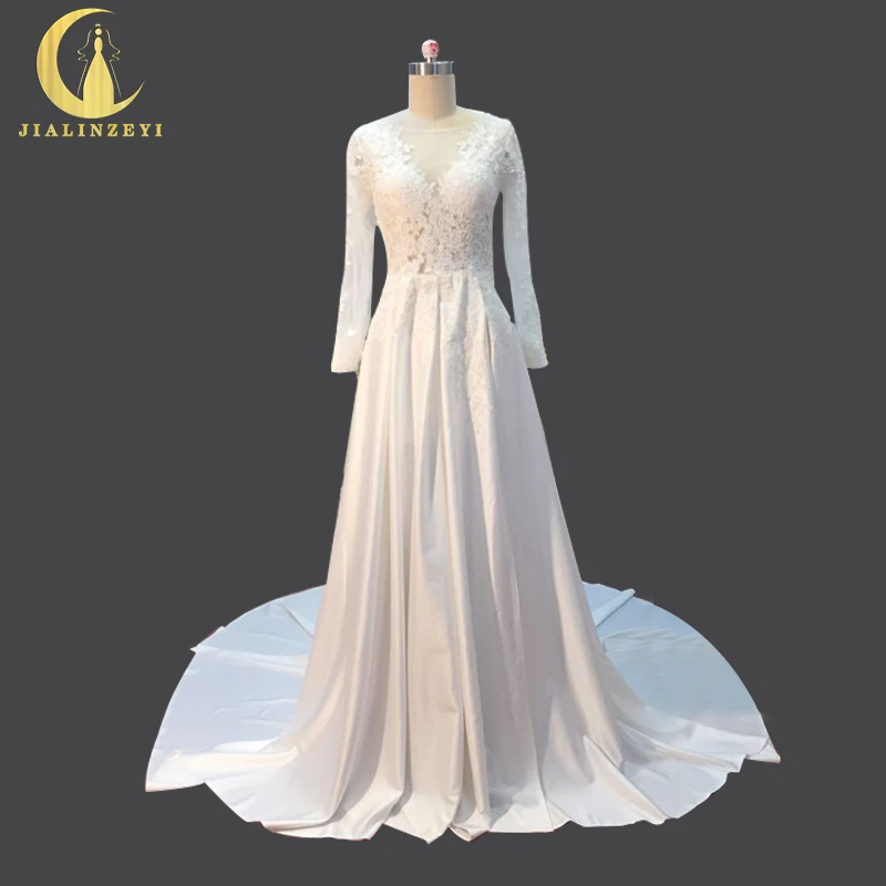 JIALINZEYI Real Sample Long SLeeves Crew Neck Lace High Slit Court A-line Elegent Dress for Party Formal Dresses Evening Dresses
JIALINZEYI Real Sample Long SLeeves Crew Neck Lace High Slit Court A-line Elegent Dress for Party Formal Dresses Evening Dresses