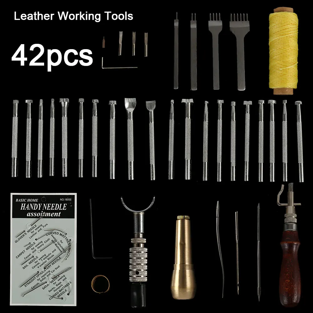 42pcs/Set Stitching Working Sewing Leather Craft Tools Set Punch Kit Work Saddle Accessories for DIY Leather Artwork
42pcs/Set Stitching Working Sewing Leather Craft Tools Set Punch Kit Work Saddle Accessories for DIY Leather Artwork