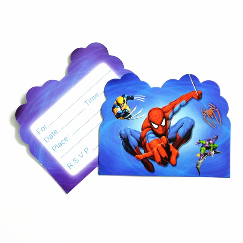 10PCS Cartoon SpiderMan Theme Party Supplies Happy Birthday Party Decoration Invitation Card For Kids Boys favors
10PCS Cartoon SpiderMan Theme Party Supplies Happy Birthday Party Decoration Invitation Card For Kids Boys favors