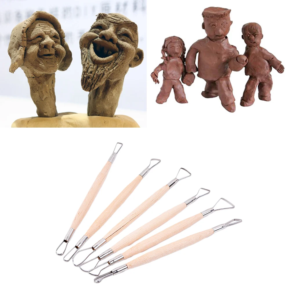 6PCS Double-Head Wood Handle Stainless Steel Knife Clay Sculpting Kit DIY Plasticine Crafts Pottery Carving Modeling Tools Set
6PCS Double-Head Wood Handle Stainless Steel Knife Clay Sculpting Kit DIY Plasticine Crafts Pottery Carving Modeling Tools Set