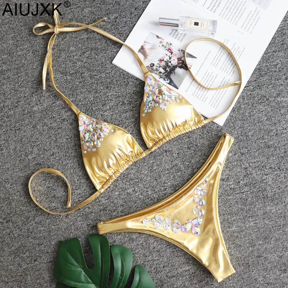 AIUJXK New Fashion Rhinestone Patchwork 2 Piece Set Swimsuit For Women Summer String Bikini Female Triangle Sexy Halter Swimwear
AIUJXK New Fashion Rhinestone Patchwork 2 Piece Set Swimsuit For Women Summer String Bikini Female Triangle Sexy Halter Swimwear