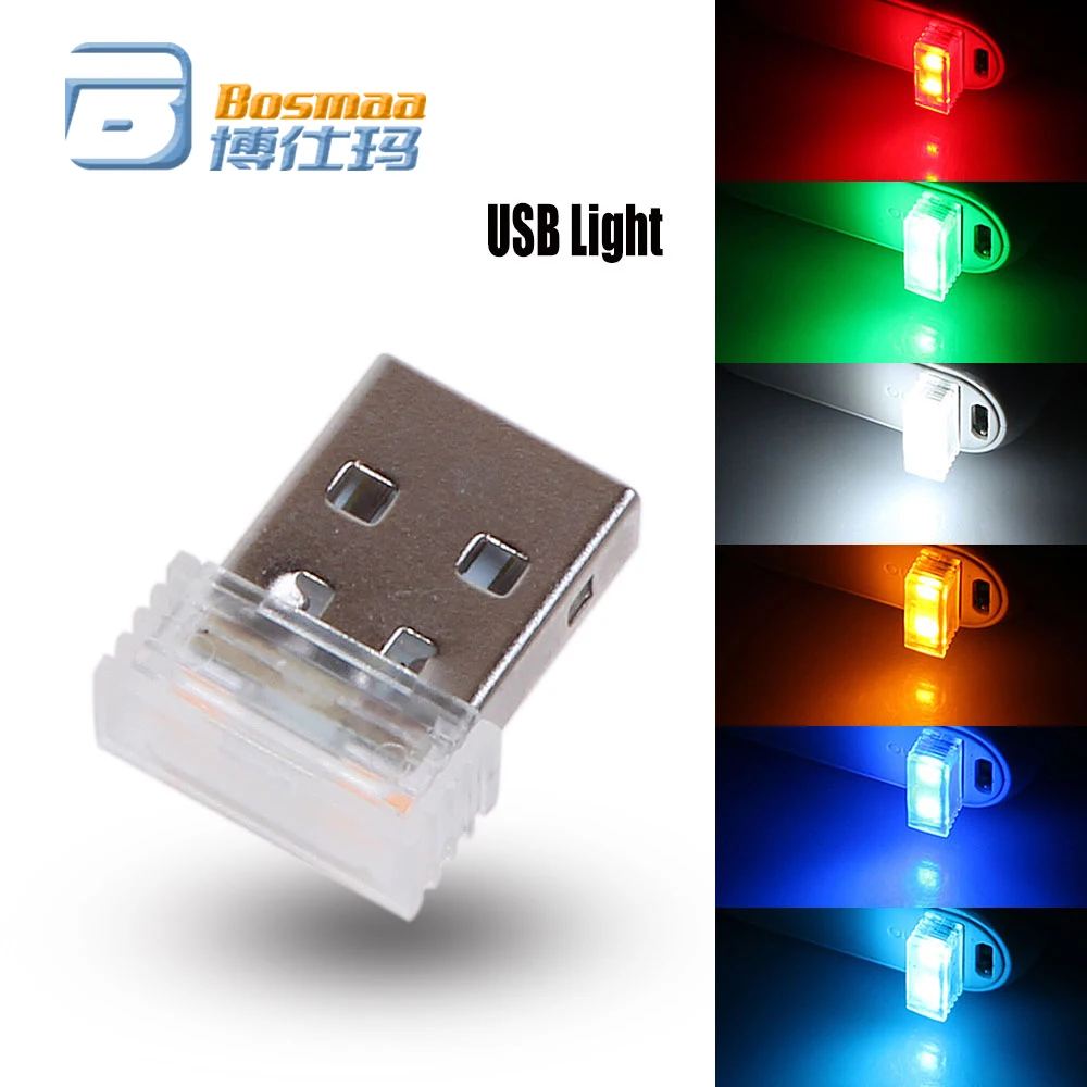 Mini Car Interior Light USB Blue LED Neon Atmosphere Ambient Lamp