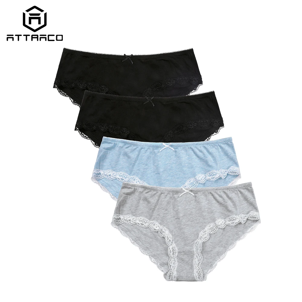 ATTRACO Women Panties Underwear 4 Packs Cotton Soft Strech comfort solid cozy Panties Ladies Bow tie mid waist hot sale 
ATTRACO Women Panties Underwear 4 Packs Cotton Soft Strech comfort solid cozy Panties Ladies Bow tie mid waist hot sale