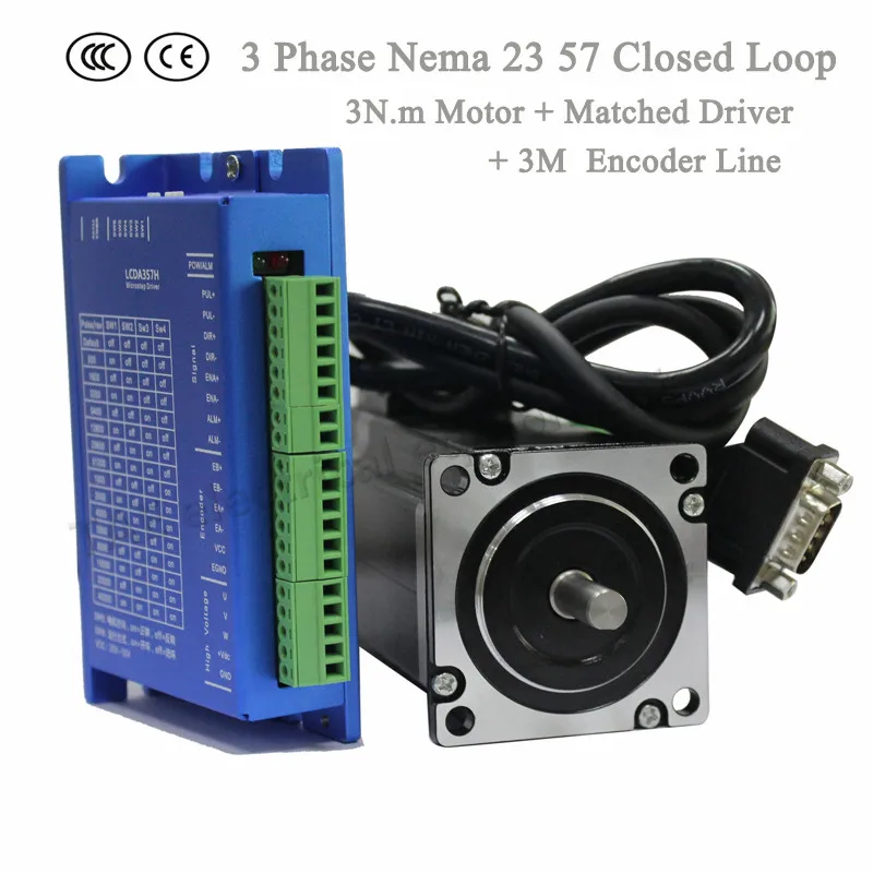 

Nema 23 Kit 3 Phase 3Nm DC Hybrid Servo 57 closed loop stepper Motor and Matched Driver with 3M Encoder Cable Cnc Kit