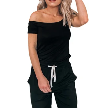 COCKCON Women's Casual Jumpsuits Crewneck Off Shoulder Short Sleeve Elastic Waist Romper Playsuits with Pockets
COCKCON Women's Casual Jumpsuits Crewneck Off Shoulder Short Sleeve Elastic Waist Romper Playsuits with Pockets