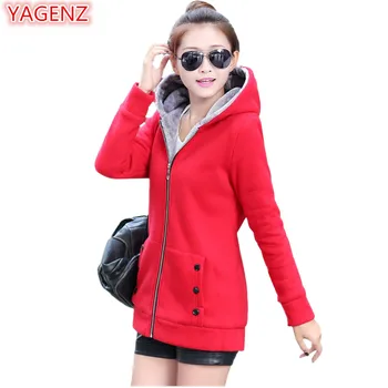 

YAGENZ Fashion Women Clothing Hooded Coat New Spring Autumn Women Red Tops Long Section Women Student Large Size Hooded Coat 558