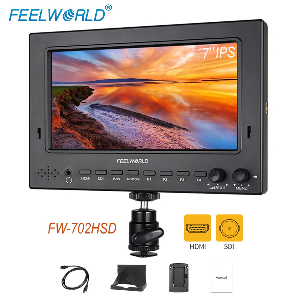 Feelworld FW-702HSD 7'' Camera Top Field Monitor IPS Screen HD 1024x600 HDMI 3G SDI Input Output for DSLR Mirrorless Camera Sony
Feelworld FW-702HSD 7'' Camera Top Field Monitor IPS Screen HD 1024x600 HDMI 3G SDI Input Output for DSLR Mirrorless Camera Sony