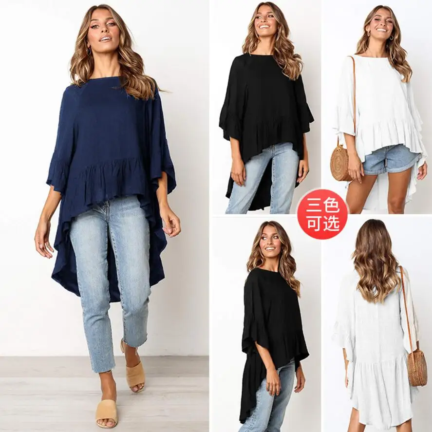 New Punk Style Summer 2019 Casual Women T-shirts O-neck Patchwork Irregular Long Shirt Ruffles Package Hip Plus Size Women Tops
New Punk Style Summer 2019 Casual Women T-shirts O-neck Patchwork Irregular Long Shirt Ruffles Package Hip Plus Size Women Tops