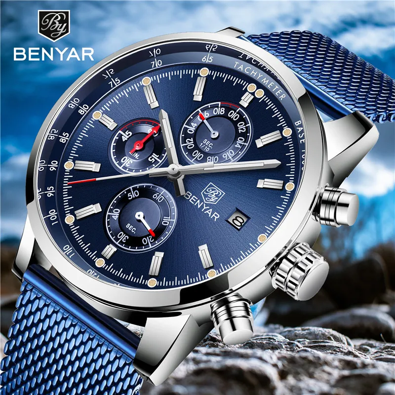 BENYAR Men's Watches Top Brand Luxury Net Belt Quartz Wristwatch Fashion Military Sports Waterproof Watch Men Relogio Masculino
BENYAR Men's Watches Top Brand Luxury Net Belt Quartz Wristwatch Fashion Military Sports Waterproof Watch Men Relogio Masculino
