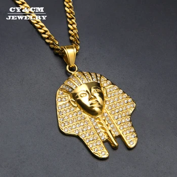 CY&CM Gold Egyptian Pharaoh Pendant Stainless steel Iced Out Bling CZ Rhinestone Metal Pendant Necklace Chain Hiphop Jewelry
CY&CM Gold Egyptian Pharaoh Pendant Stainless steel Iced Out Bling CZ Rhinestone Metal Pendant Necklace Chain Hiphop Jewelry