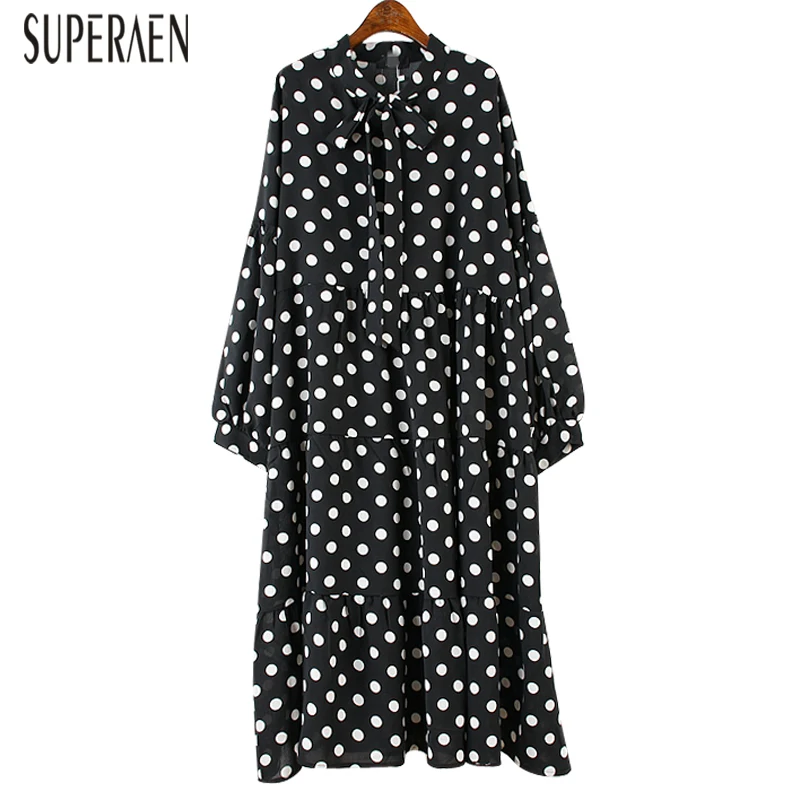 SuperAen 2018 New Korean Style Fashion Women Long Dress Dot Loose Pluz Size Women Dress Autumn Chiffon Long-sleeved Dress
SuperAen 2018 New Korean Style Fashion Women Long Dress Dot Loose Pluz Size Women Dress Autumn Chiffon Long-sleeved Dress