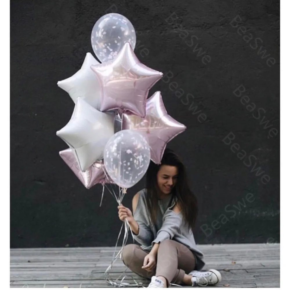 10pcs/lot 18inch Pink White star foil balloons with confetti transparent ballon princess birthday party decor wedding Helium
10pcs/lot 18inch Pink White star foil balloons with confetti transparent ballon princess birthday party decor wedding Helium