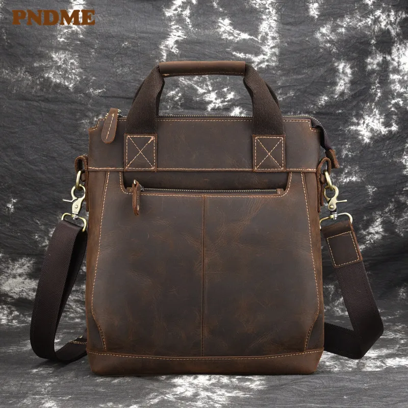 PNDME high quality crazy horse leather men's handbag vintage simple fashion daily genuine leather shoulder messenger bags 2019
PNDME high quality crazy horse leather men's handbag vintage simple fashion daily genuine leather shoulder messenger bags 2019