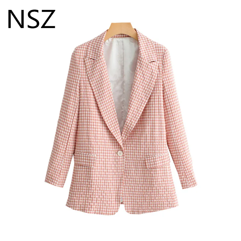 NSZ Women Cotton Pink Plaid Office Ladies Check Blazer Long Sleeve Single Button Jacket Blazer Work Business Coat Outwear
NSZ Women Cotton Pink Plaid Office Ladies Check Blazer Long Sleeve Single Button Jacket Blazer Work Business Coat Outwear