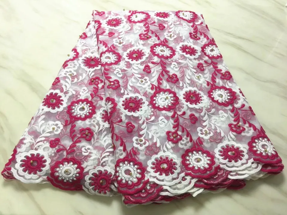 5Yards/pc Beautiful white and fuchsia flower design french net lace with beads african mesh lace fabric for dress BN102-2
5Yards/pc Beautiful white and fuchsia flower design french net lace with beads african mesh lace fabric for dress BN102-2
